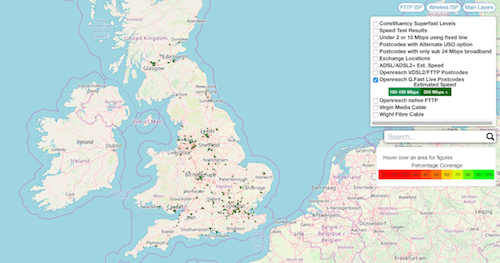 GFast footprint as of 13th August 2019