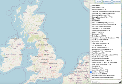 CityFibre Gigafast FTTP availability across UK