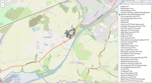 Map of Fibre Nation full fibre in Hollins Green