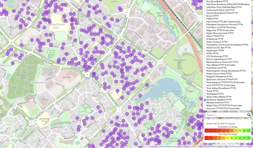 Map of CityFibre full fibre in Shenley Lodge