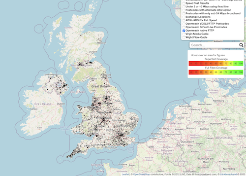 Postcodes in UK with Openreach FTTP available
