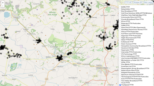 Map of Truespeed around Wells