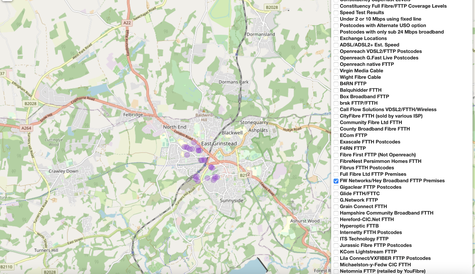 Hey Broadband Coverage Map Hey Broadband Fttp From Fwnetworks Now In East Grinstead | Thinkbroadband