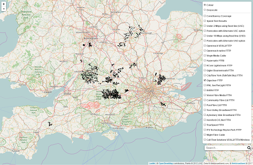 Map of Gigaclear FTTP areas