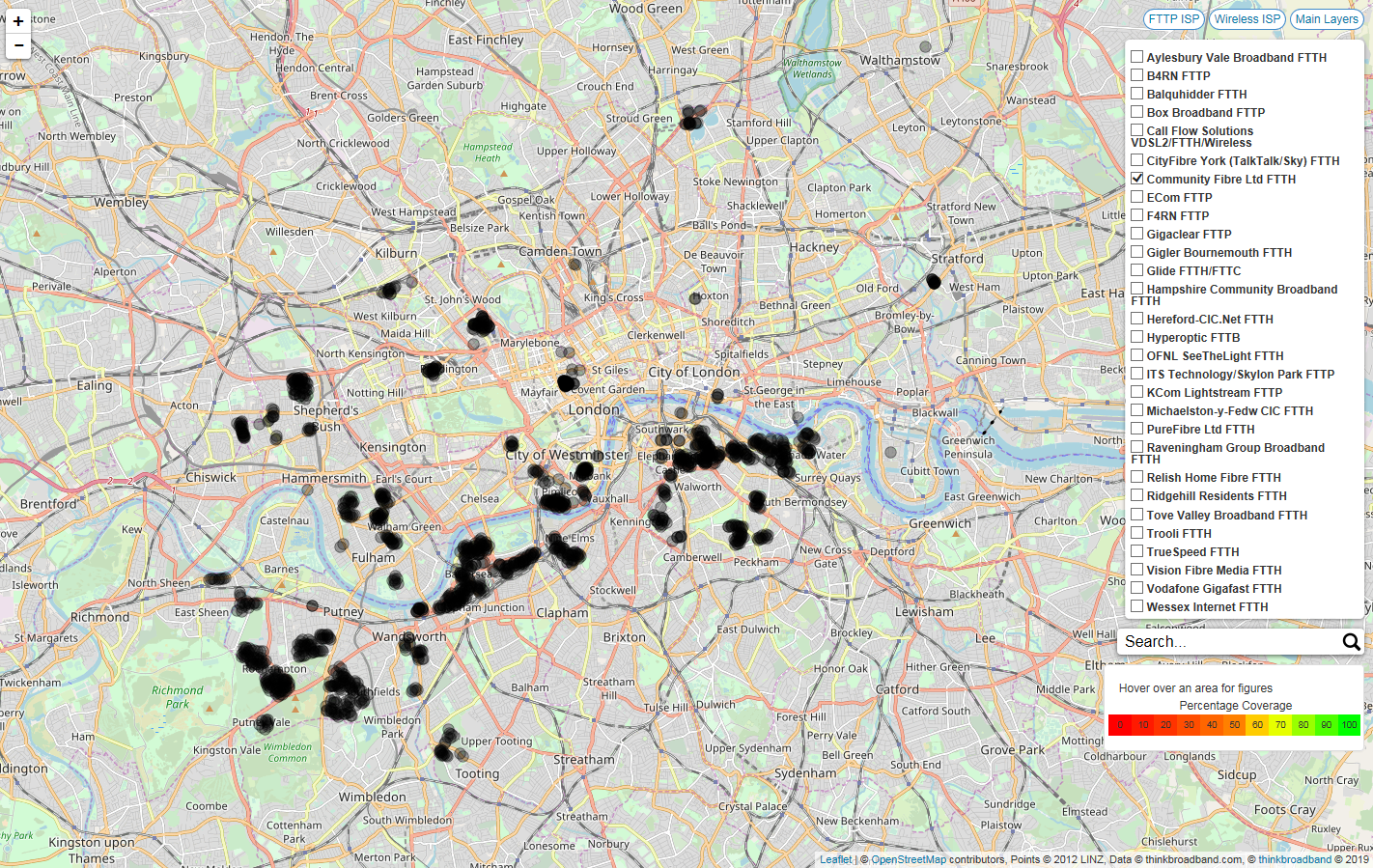 Map Of Fibre Broadband Availability Latest Footprint For Community Fibre On Our Maps | Thinkbroadband