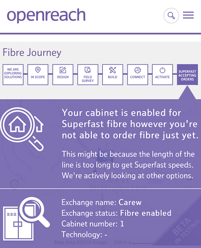 Openreach checker for premises too far from VDSL2 cabinet