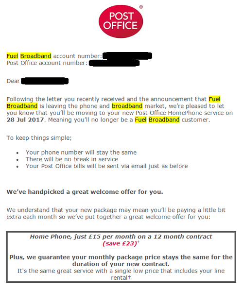 Fuel Broadband Customers Sent New Post Office Account Info Thinkbroadband