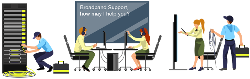 Image of staff troubleshooting broadband problems