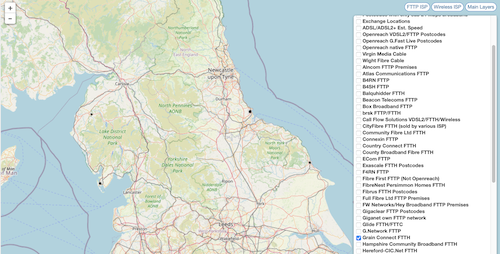 Map of Grain Connect FTTP footprint in Norwich