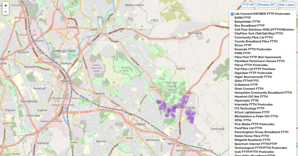 LilaConnect full fibre network in Stoke on Trent now on our maps ...