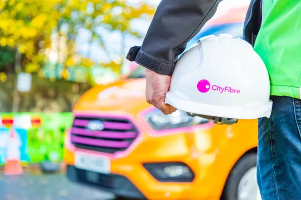 CityFibre branded safety helmet