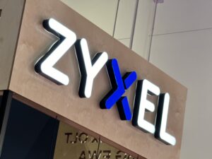Zyxel logo at exhibition stand