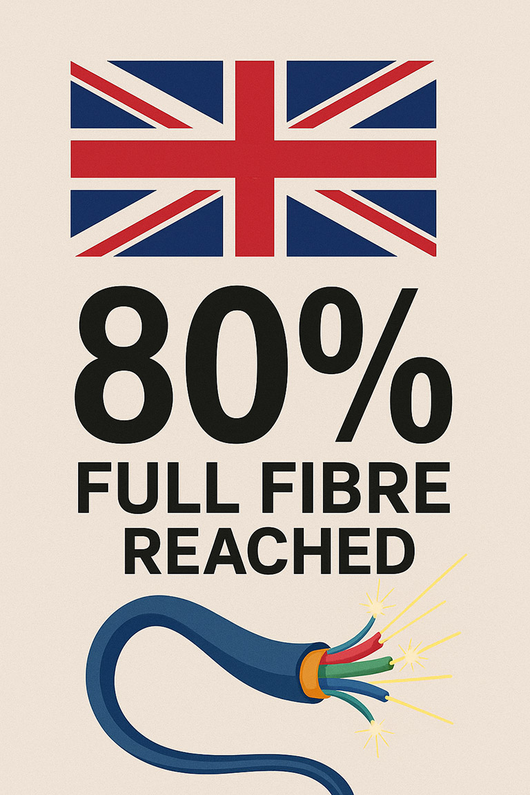 80% Full Fibre Reached in UK