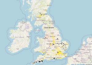 Map of UK showing places where Openreach FTTP available removed or likely to be removed